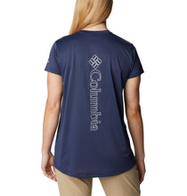 Load image into Gallery viewer, Columbia Women&#39;s Hike Graphic Short Sleeve Tech Tee (Nocturnal/Vertical Outline CSC Graphic)
