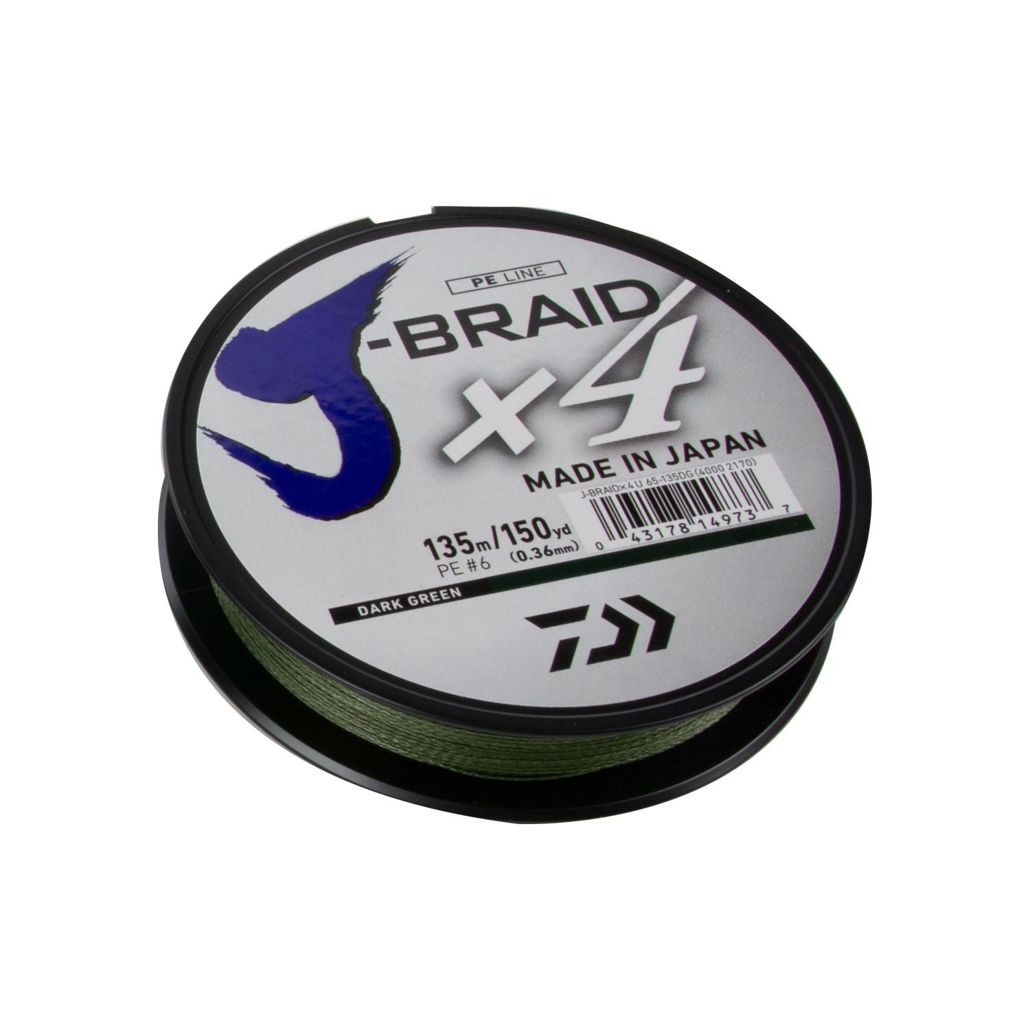 Daiwa J-Braid X4 (41lb/0.29mm/135m)(Dark Green)