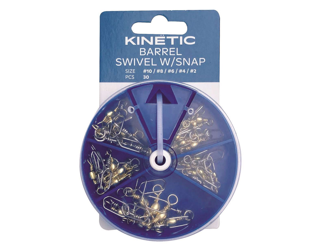 Kinetic Barrel Swivel with Snap Assortment (30 Pack)