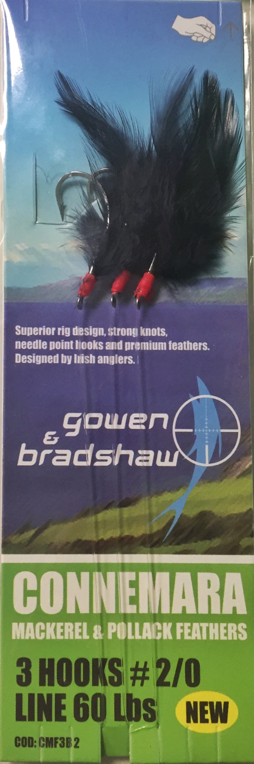 Gowen & Bradshaw Connemara Mackerel & Pollack Feather Rig (Size 2/0)(Black)(3 Pack)