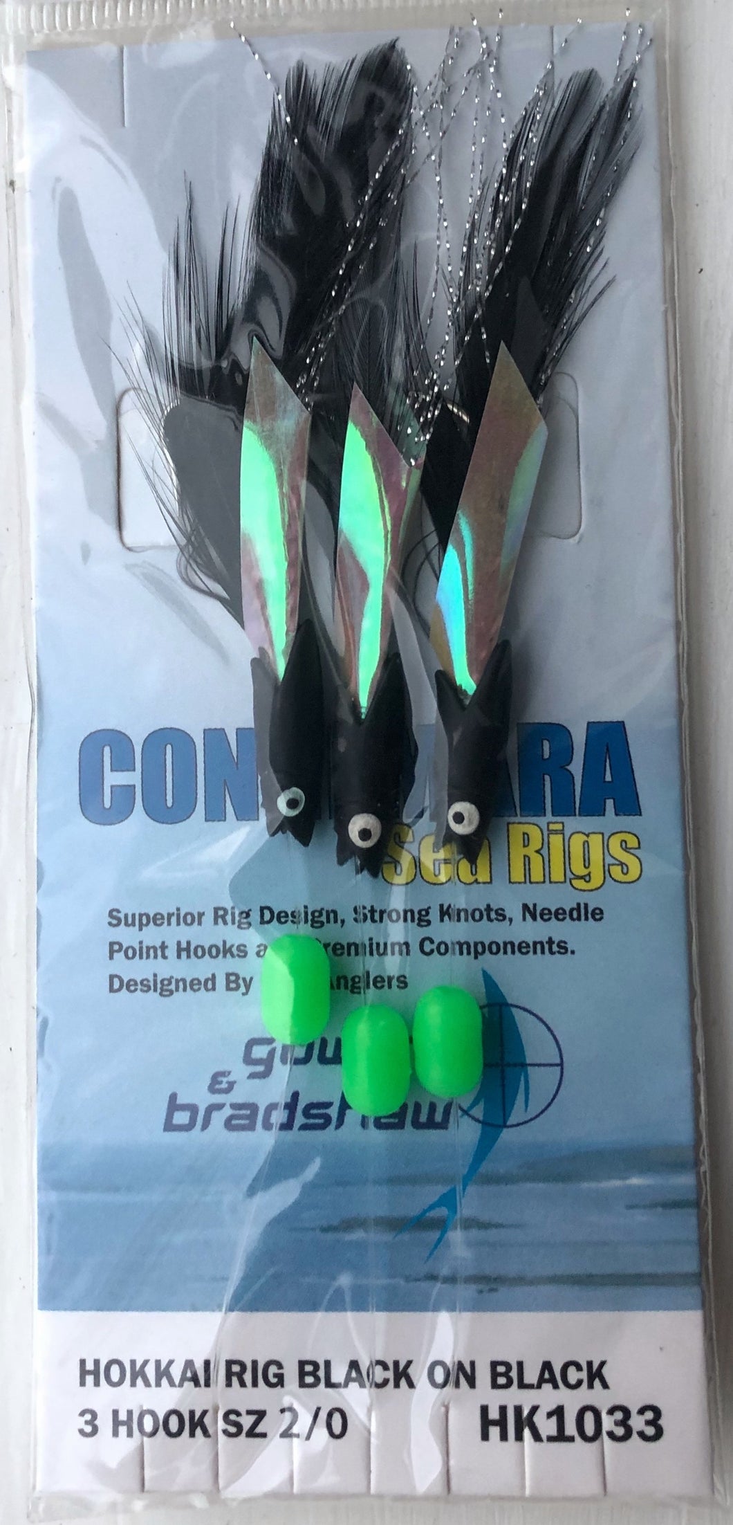 Gowen & Bradshaw Connemara Hokkai 3 Hook Rig (Size 2/0)(Black On Black ...