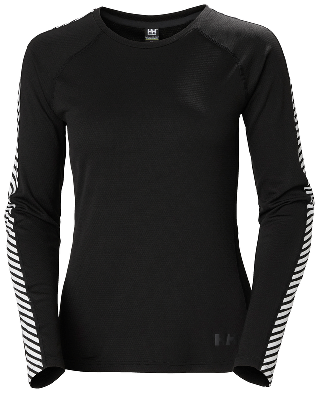 Helly Hansen Women's Lifa Active Stripe Long Sleeve Crew Baselayer Top (Black)