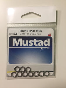 Mustad Round Nickel Split Ring (5.6mm/37lbs)(10 Pack)