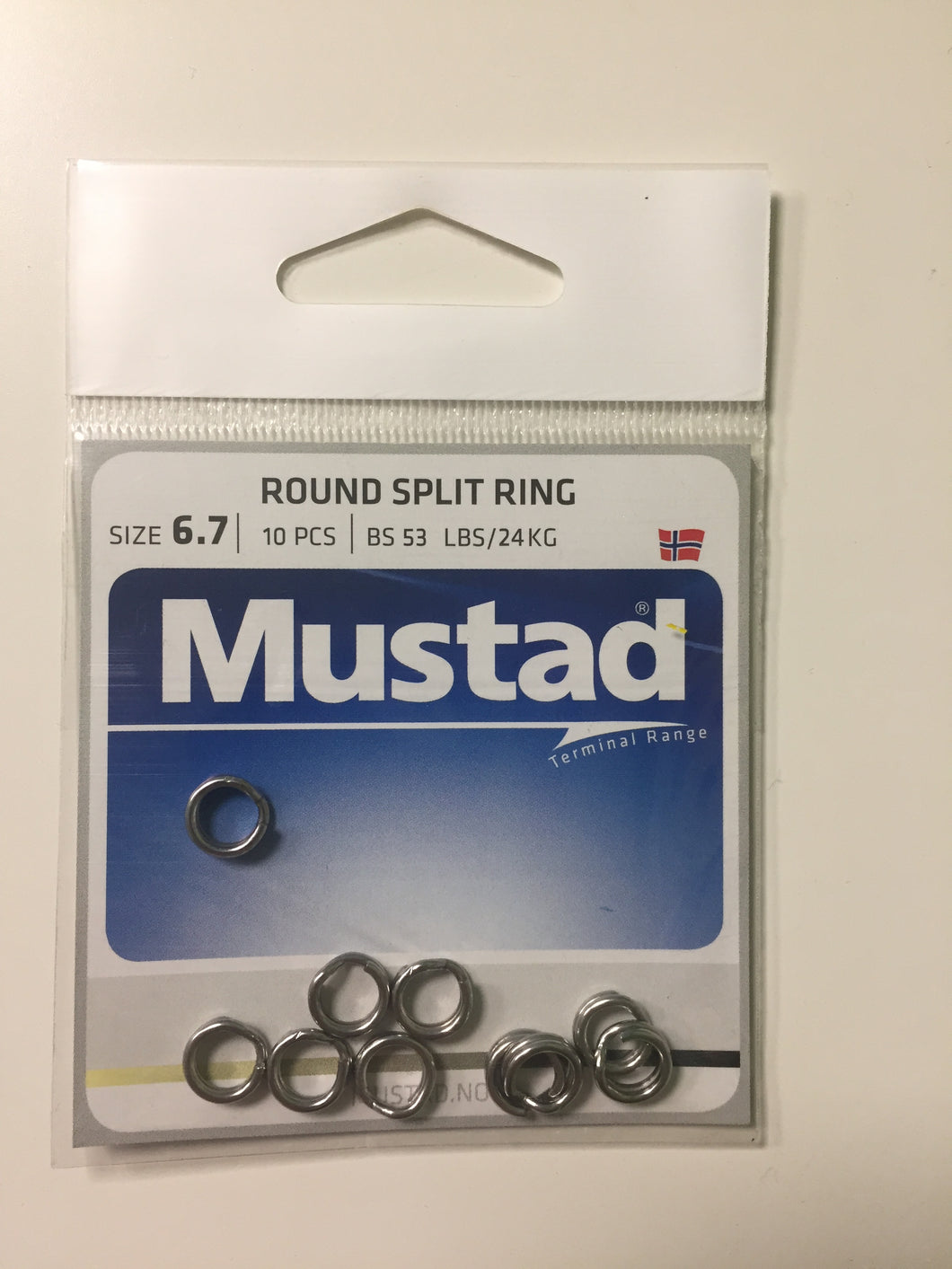 Mustad Round Nickel Split Ring (6.7mm/53lbs)(10 Pack)