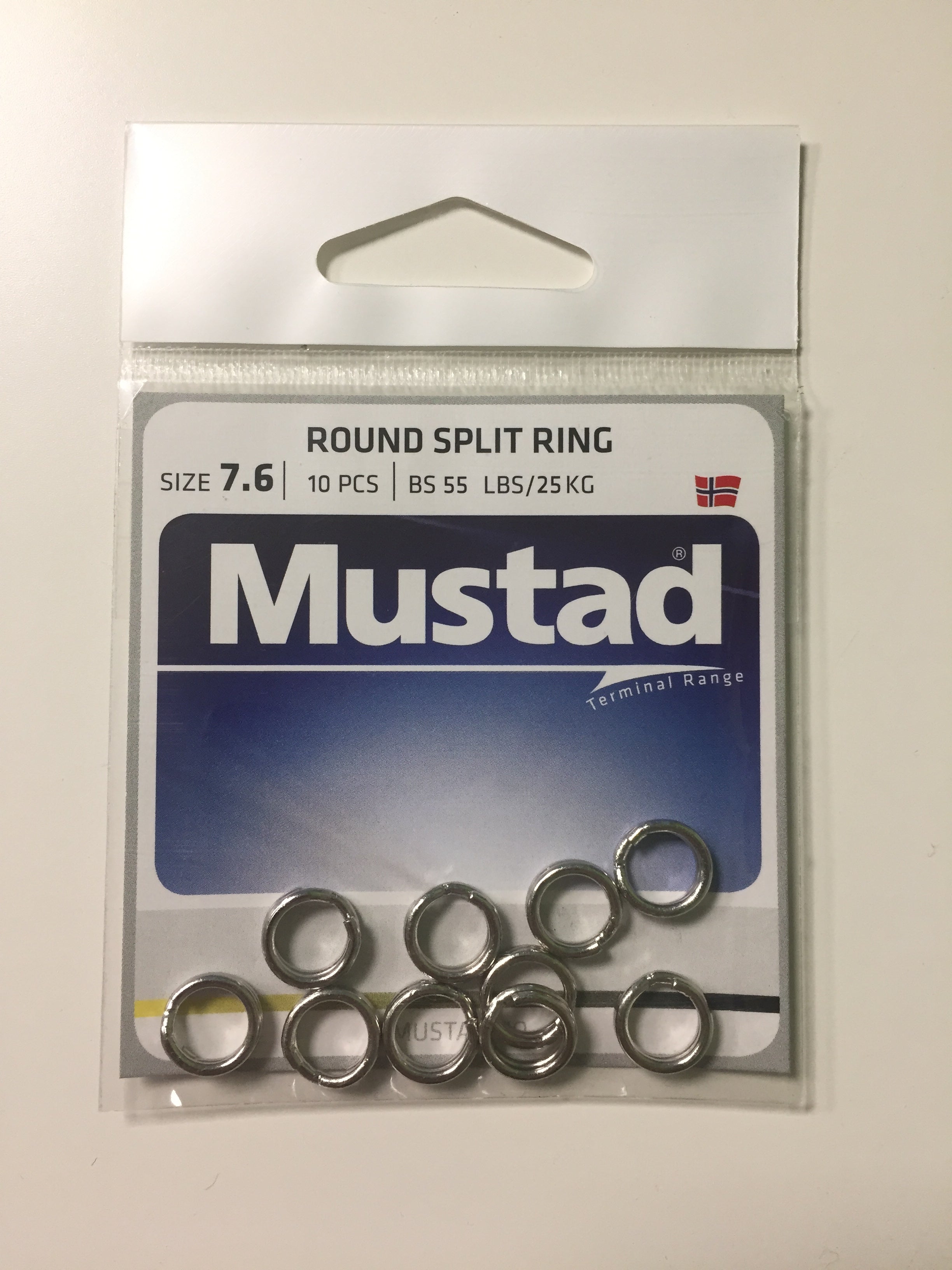 Mustad Round Nickel Split Ring (7.6mm/55lbs)(10 Pack)