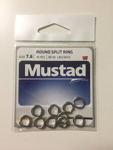 Mustad Round Nickel Split Ring (7.6mm/55lbs)(10 Pack)