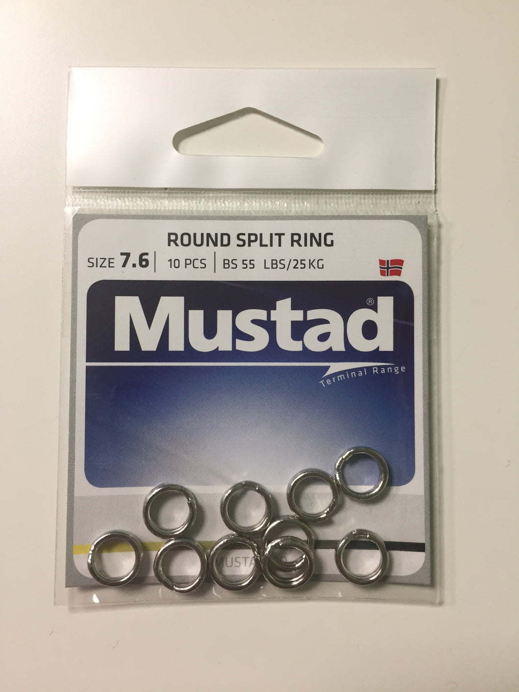 Mustad Round Nickel Split Ring (7.6mm/55lbs)(10 Pack)