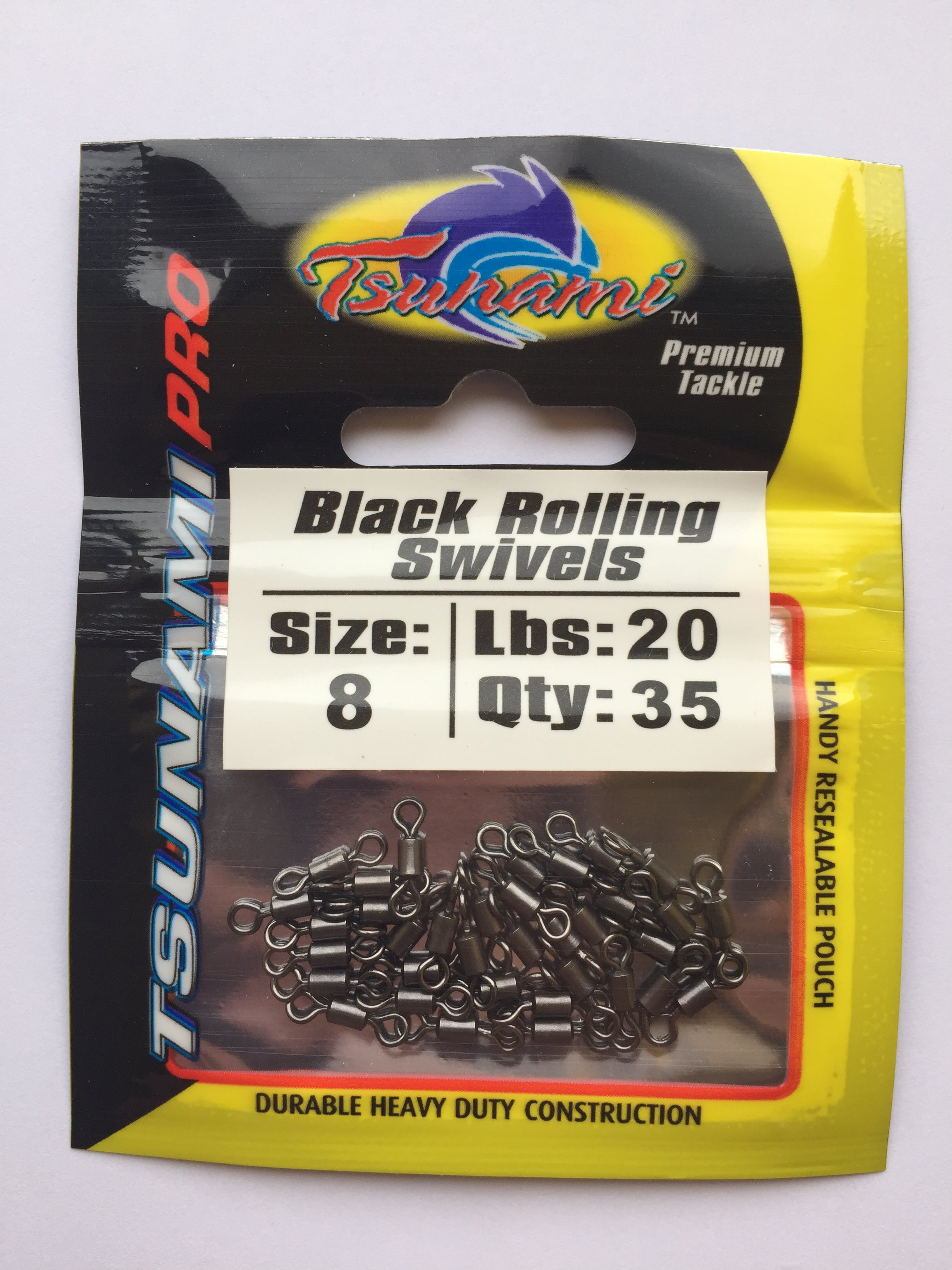 Tsunami Black Rolling Swivels (Size 8)(35 Pack)