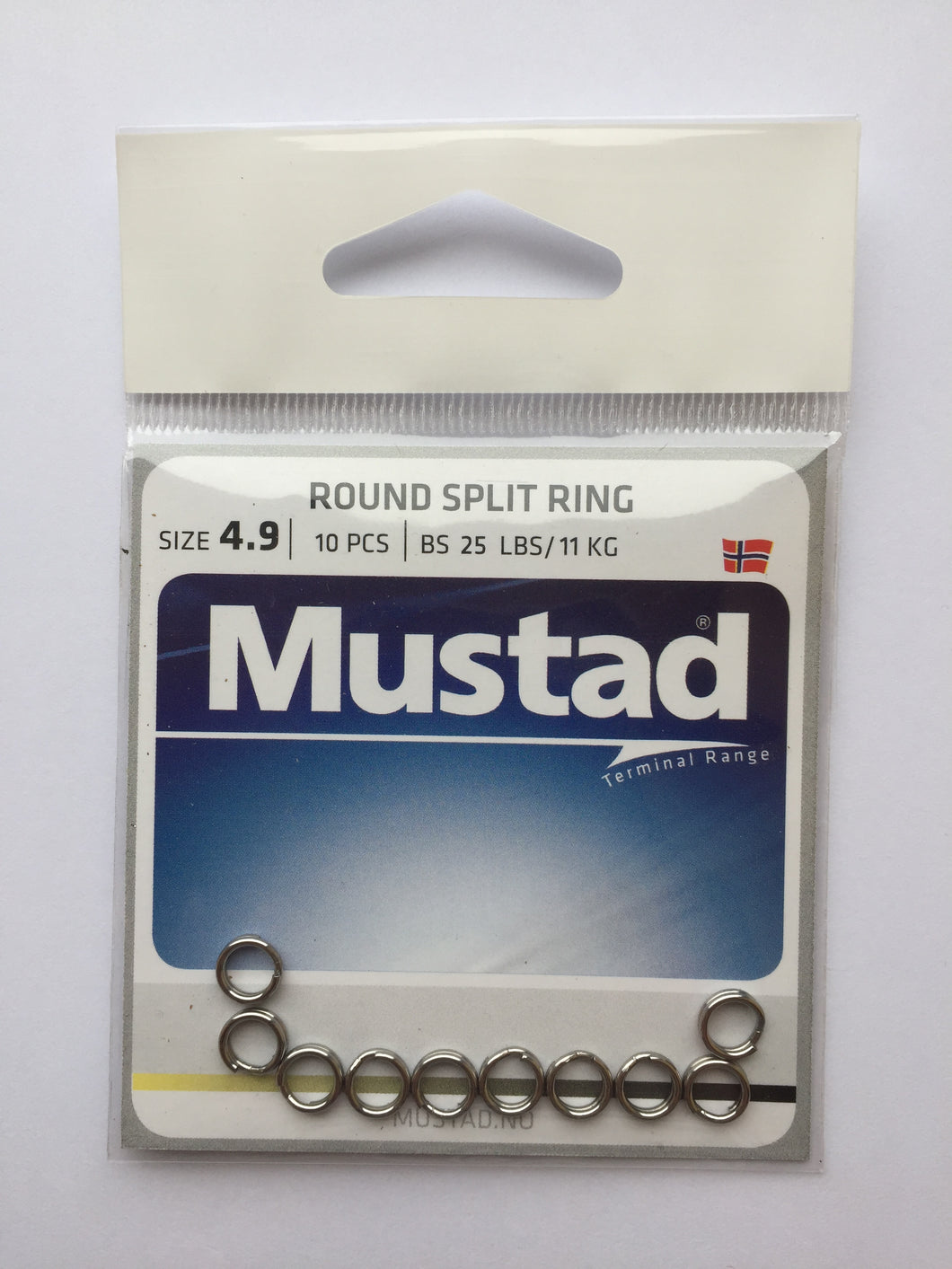 Mustad Round Nickel Split Ring (4.9mm/25lb)(10 Pack)