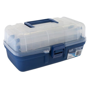 Jarvis Walker 2 Tray Tackle Box (Clear/Blue)(32cm x 17cm x 14cm)