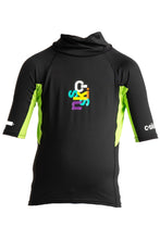 Load image into Gallery viewer, C-Skins Junior Rash X Short Sleeve UPF 50+ Rash Vest (Black/Lime)

