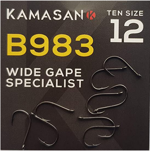 Kamasan B983 Wide Gape Specialist Eyed Hooks (Size 12)(10 Pack)