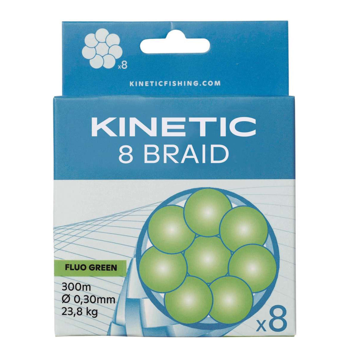 Kinetic 8 Braid 37kg/0.40mm/300m Line (Fluo Green)