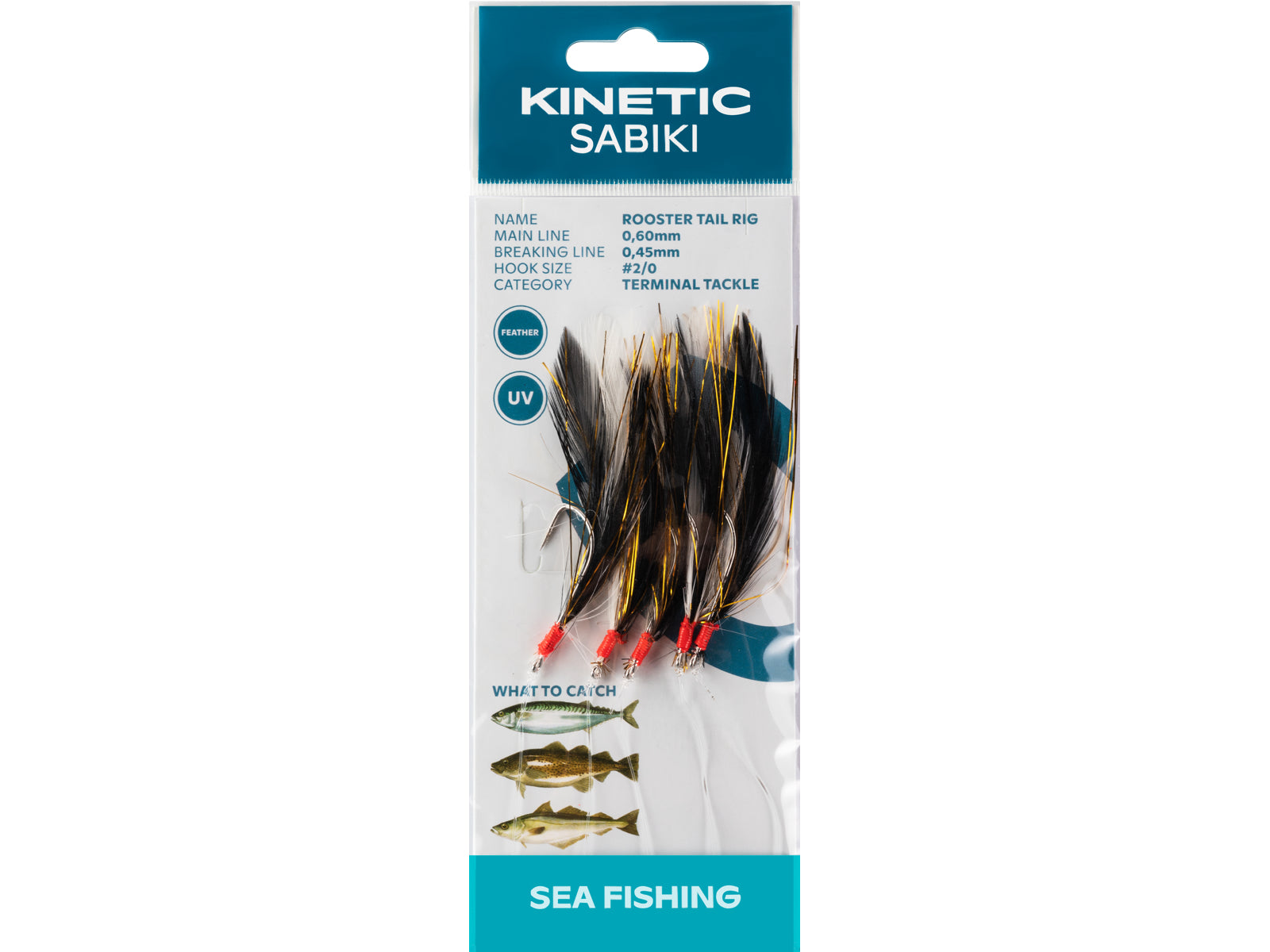Kinetic Sabiki Rooster Tail 5 Hook Rig (#2/0)(Black/Copper Flash)