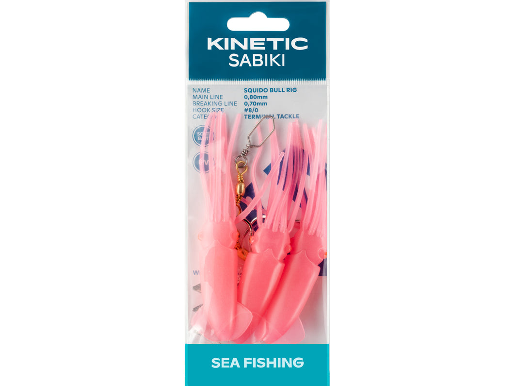 Kinetic Sabiki Squido Bull Rig (#8/0)(Hot Pink)(3 Pack)
