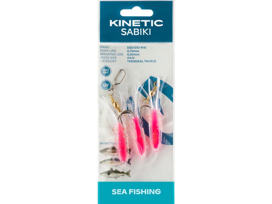 Kinetic Sabiki Squido Rig (#4/0)(Hot Pink)(3 Pack)