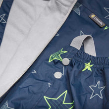 Load image into Gallery viewer, LittleLife Kids Waterproof Fleece Lined Rain Suit (Navy Stars)(6-24m)

