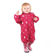 Load image into Gallery viewer, LittleLife Kids Waterproof Fleece Lined Rain Suit (Pink Flowers)(6-24m)
