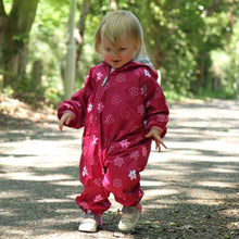 Load image into Gallery viewer, LittleLife Kids Waterproof Fleece Lined Rain Suit (Pink Flowers)(6-24m)
