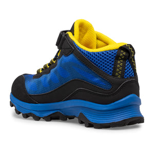 Merrell Kids Speed A/C Waterproof Mid Trail Boots (Black/Royal/Yellow)(UKJ12-UK4)