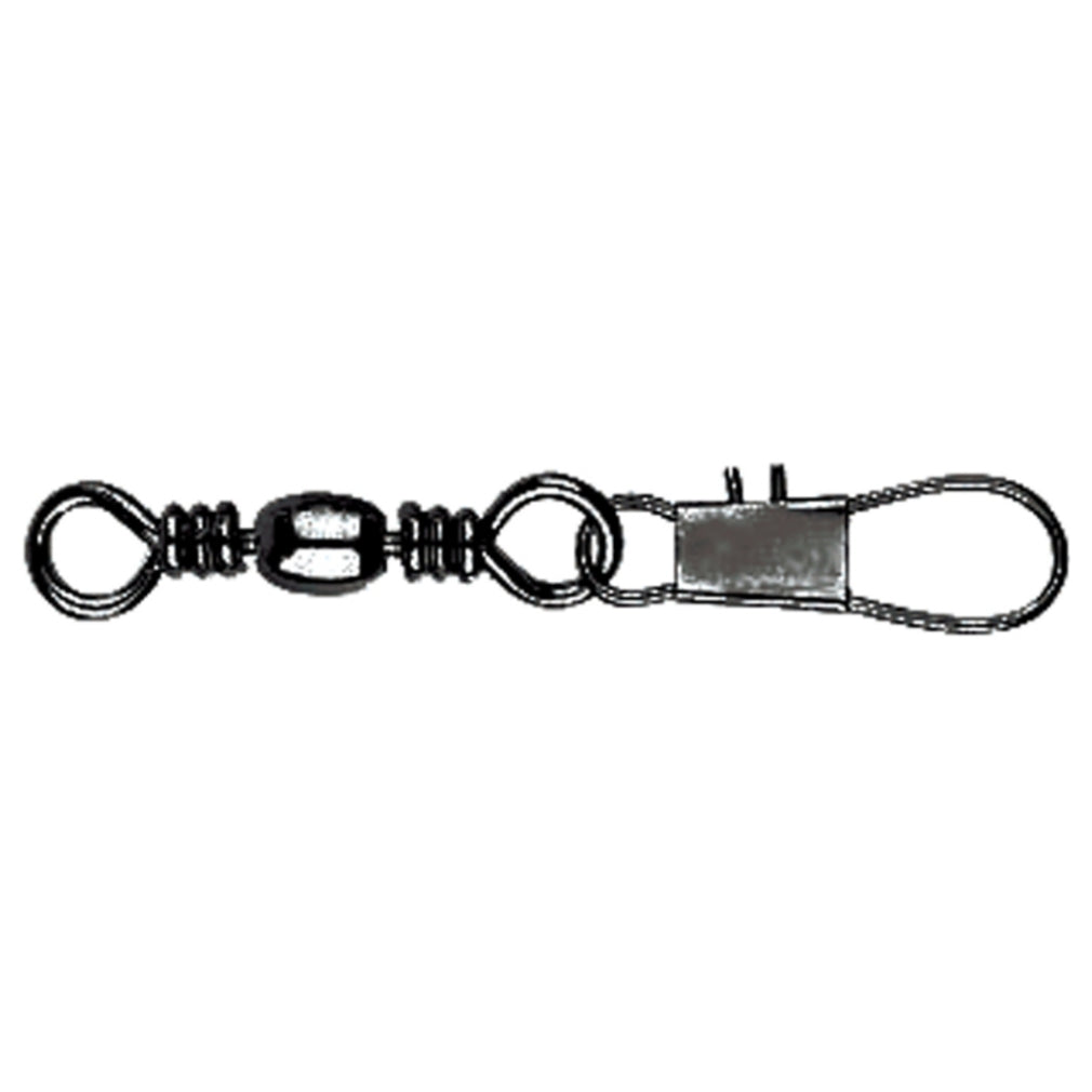 Mustad Black Barrel Swivel with Interlock Snap (Size 10/29lbs)(10