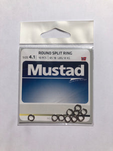 Mustad Round Nickel Split Ring (4.1mm/18lbs)(10 Pack)