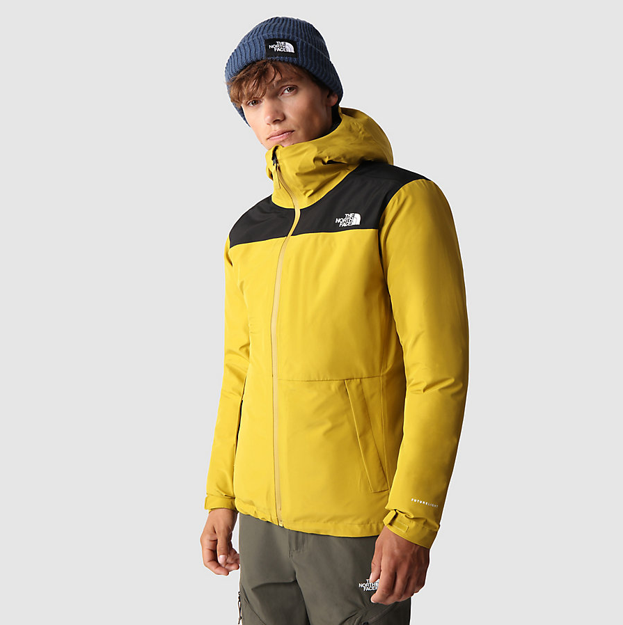 Yellow north face rain jacket mens on sale