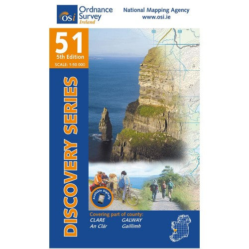 OSI Discovery Map 51 - Laminated (Part of Clare and Galway)(1:50,000)