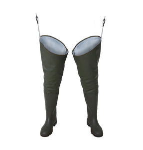 Pros Unisex PVC/Polyester Thigh Waders (Olive Green)