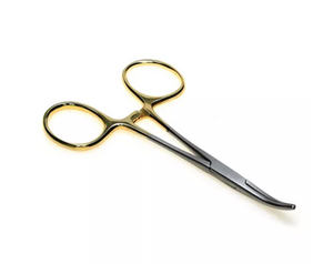 Allcock Gold Handled Curved Forceps (4in)