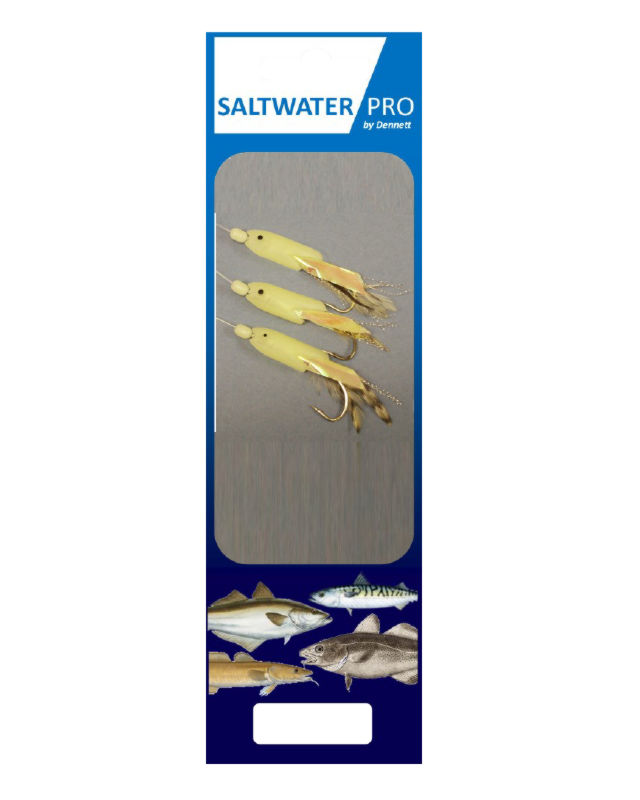 Dennett Saltwater Pro 3 Hook Jumbo Hokkai Rig (Natural/Brown Feather)(Size 7/0)