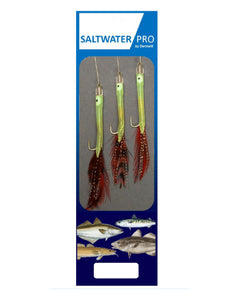 Dennett Saltwater Pro 3 Hook Rig (Luminous Eel With Red Feather)(Size 3/0)
