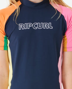 Rip Curl Kids Day Break Short Sleeve Rash Vest (Navy)(Ages 8-16)