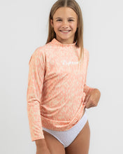 Load image into Gallery viewer, Rip Curl Kids Long Sleeve Script Rash Vest (Blush)(Ages 8-16)

