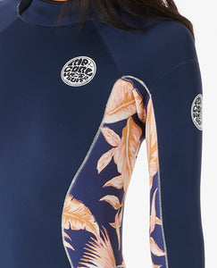 Rip Curl Women's Dawn Patrol 2/2 Long Sleeve Spring Wetsuit (Navy/Peach)