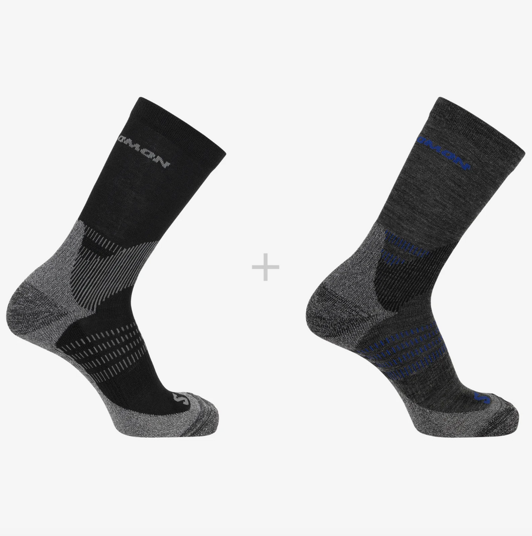 Salomon X Ultra Access Merino Blend Socks - 2 Pair Pack (Crew Length)(Anthracite/Black)