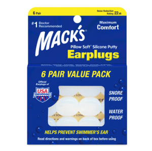 Macks Adult Silicone Ear Plugs (6 Pairs)
