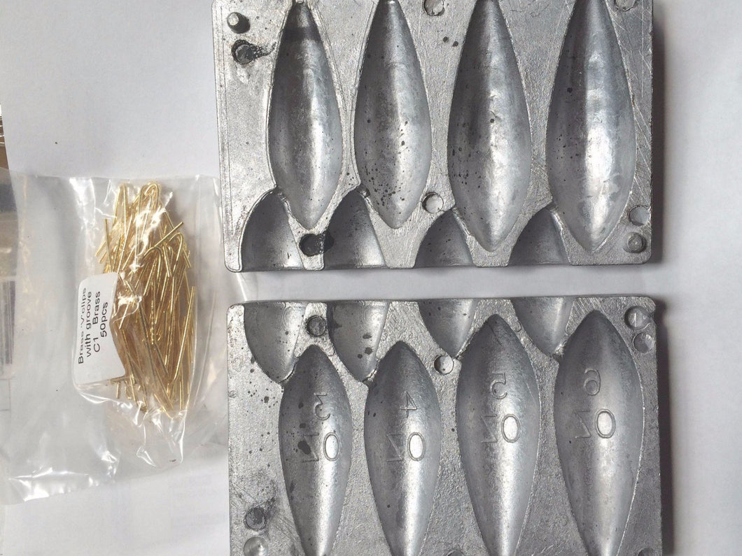 SeaTech Lead Mould Boat Bomb + 50 Brass V Clips (3/4/5/6oz)