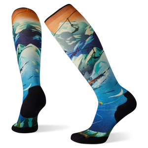 Smartwool Women's Targeted Cushion Bunny Print Merino Blend Over The Calf Ski Socks (Neptune Blue)