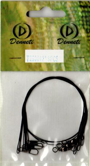 Dennett Wire Leader Snap Tackle Traces (12in)(3 Pack)(Black)