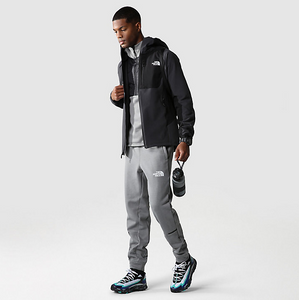 The North Face Men's Athletic Outdoor Hooded Softshell Jacket (Asphalt Grey/Black)