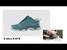 Load and play video in Gallery viewer, Salomon Women&#39;s X Ultra 4 Gore-Tex Shoes (Stargazer/Carbon/Stone Blue)
