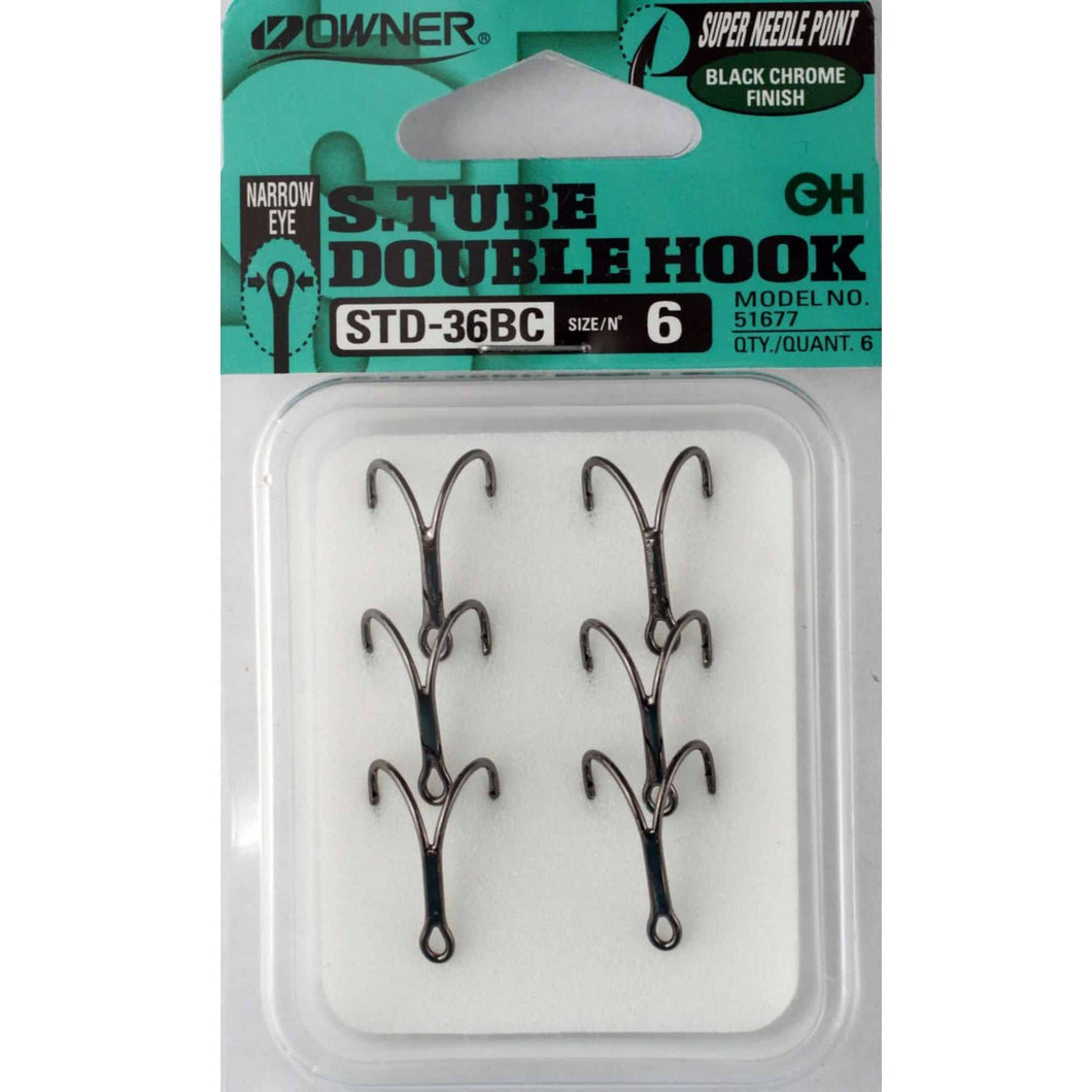 Owner Salmon Tube Double Hook Size 6 (6 Pack)
